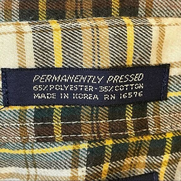 Chapel Hill Yellow White Green Plaid Cotton Blend Button Down Shirt size  XL - Picture 3 of 11